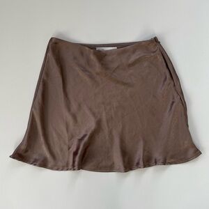 Oak+Fort Women's Taupe Bronzer Silky Flutter Mini Skirt Size 0